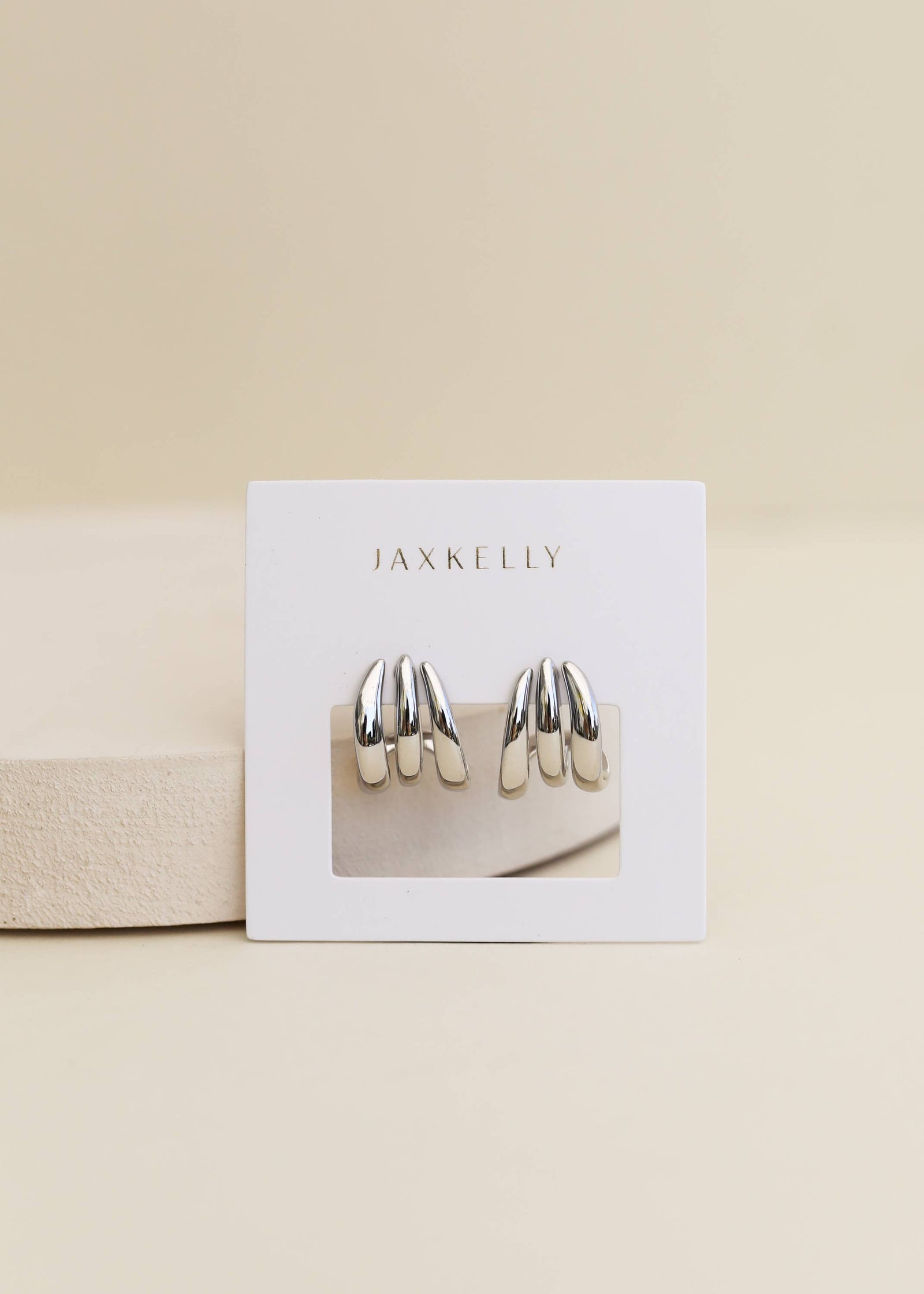JaxKelly Fashion Silver Three Hoop Huggie - Earring