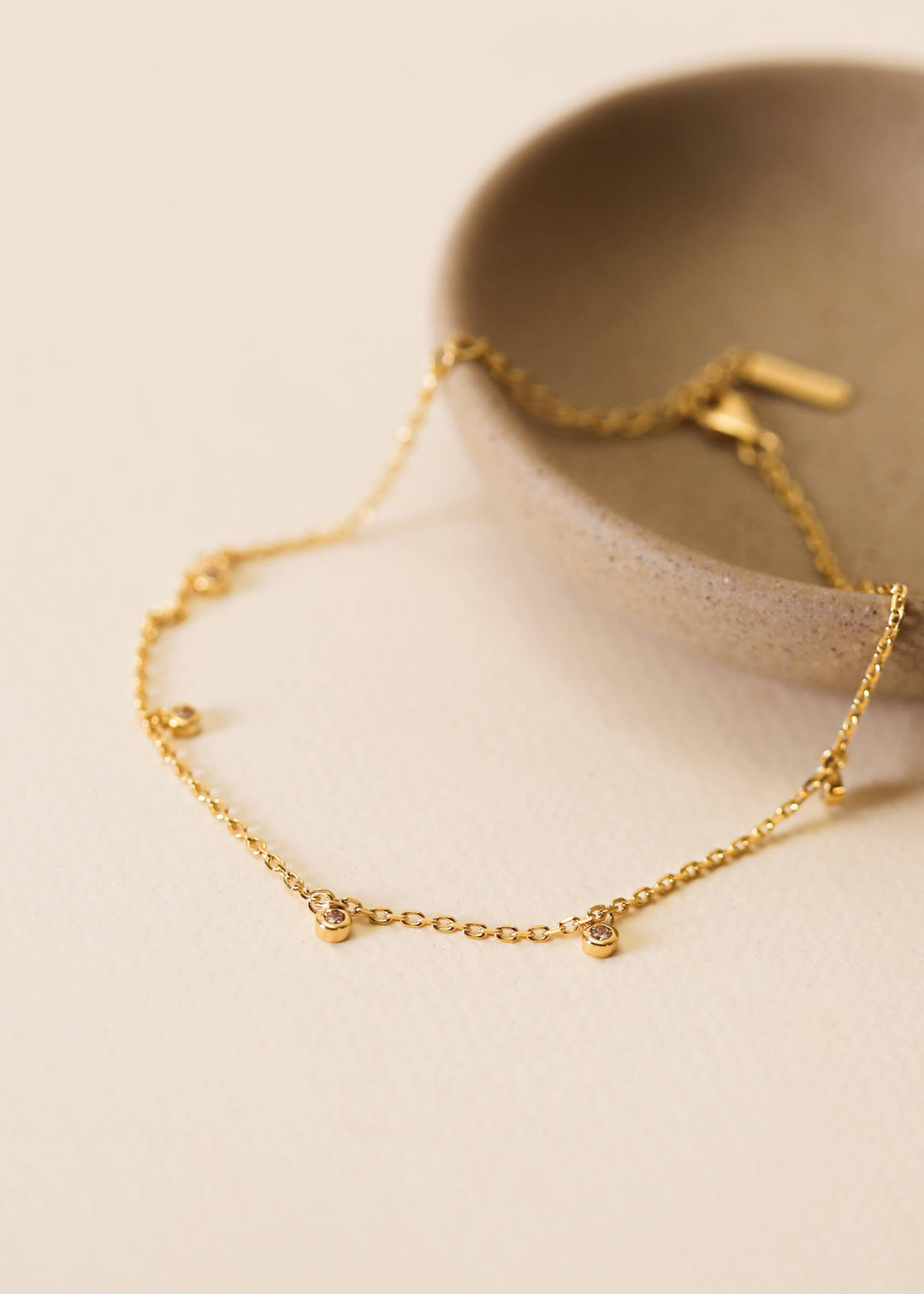 JaxKelly Fashion Solitaire Champagne Drop Anklet - 18k Gold Plated