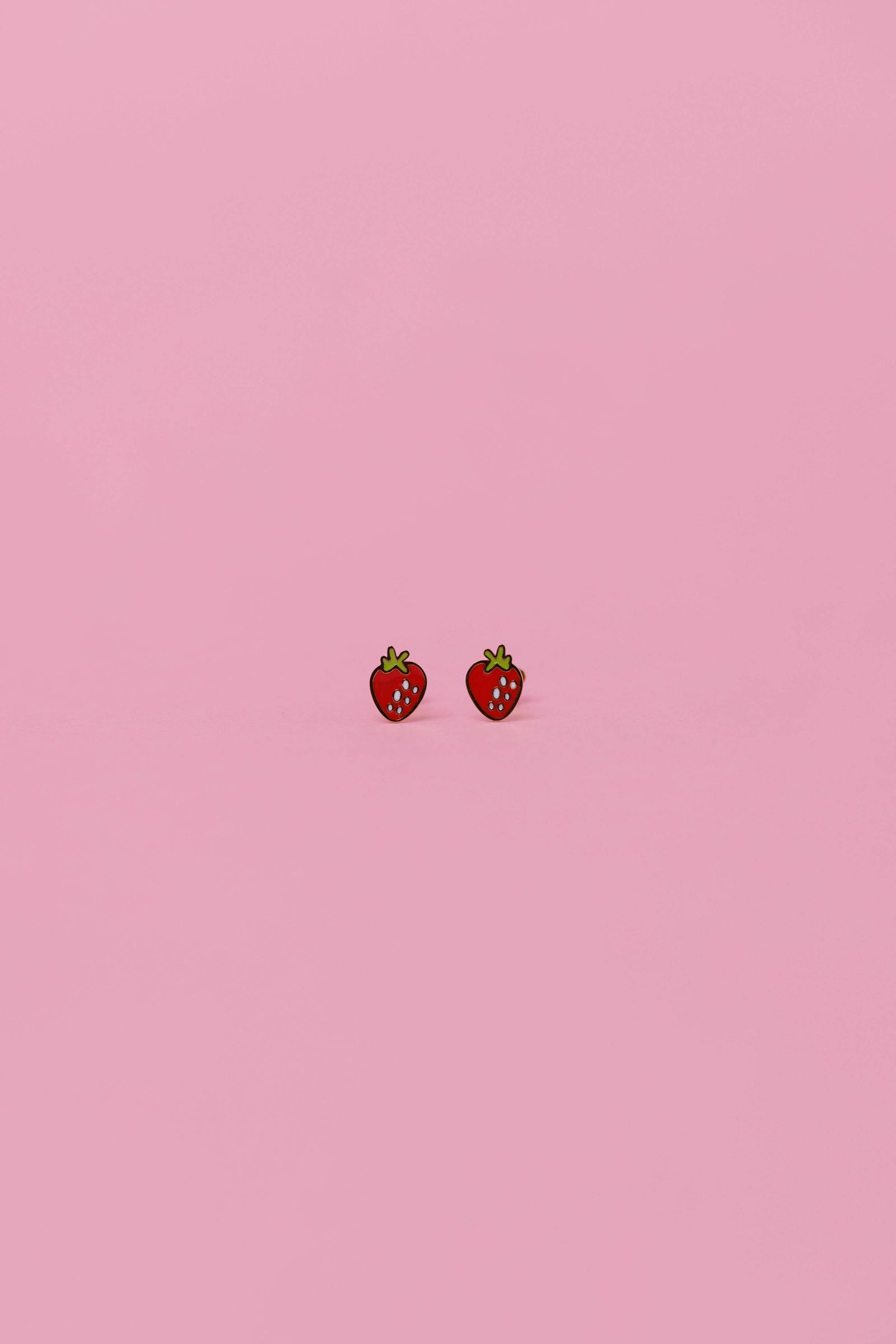 JaxKelly Fashion Strawberry Enamel Flat Back Kids Earrings