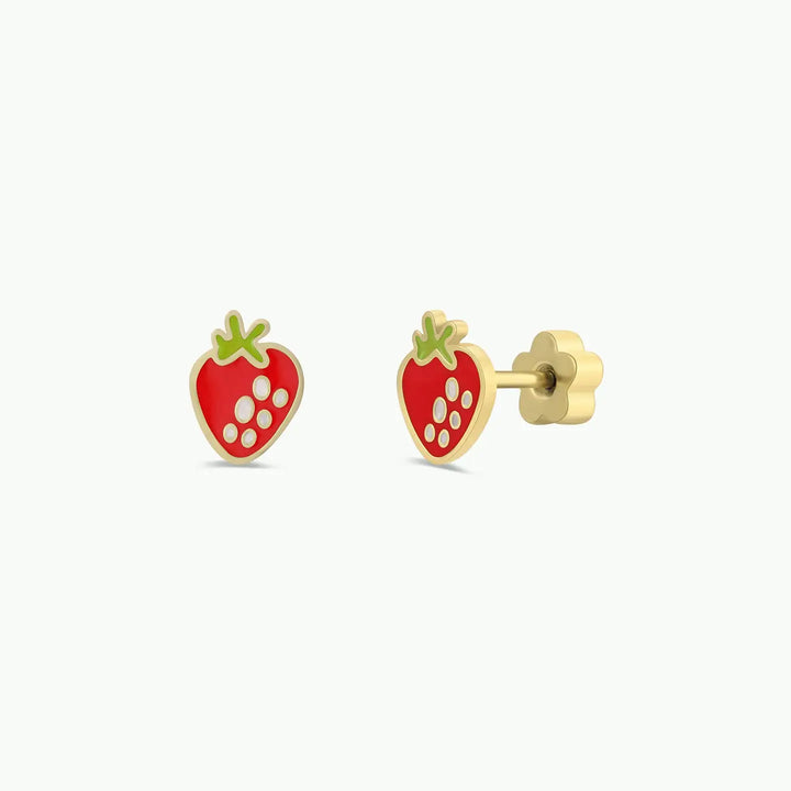 JaxKelly Fashion Strawberry Enamel Flat Back Kids Earrings