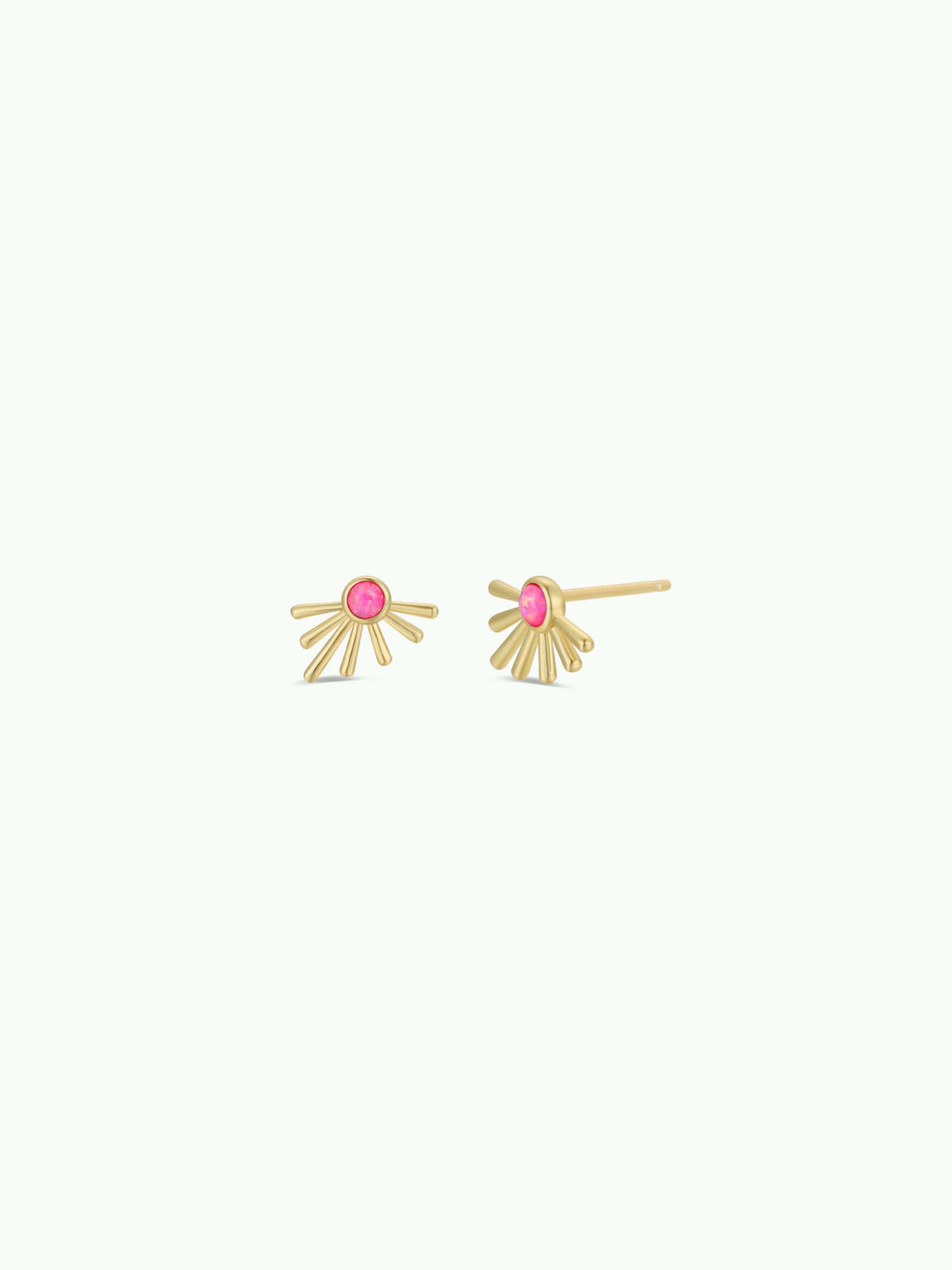 JaxKelly Fashion Sun Ray - Pink Opal - Gold Earrings