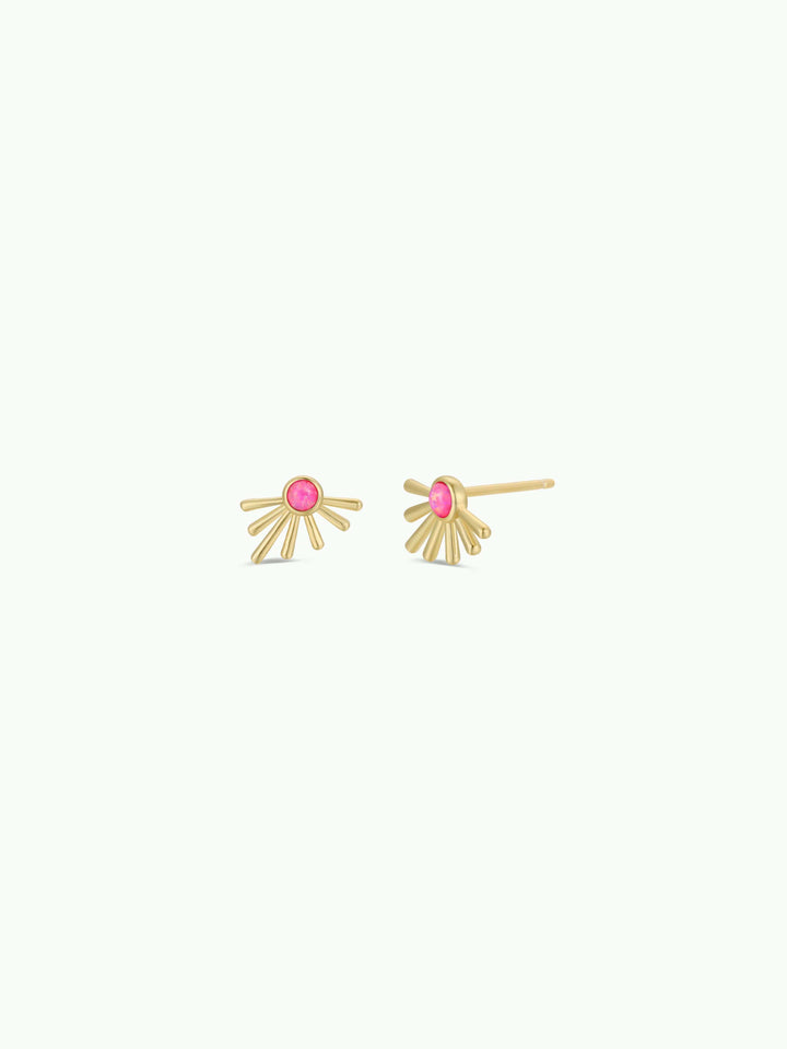 JaxKelly Fashion Sun Ray - Pink Opal - Gold Earrings
