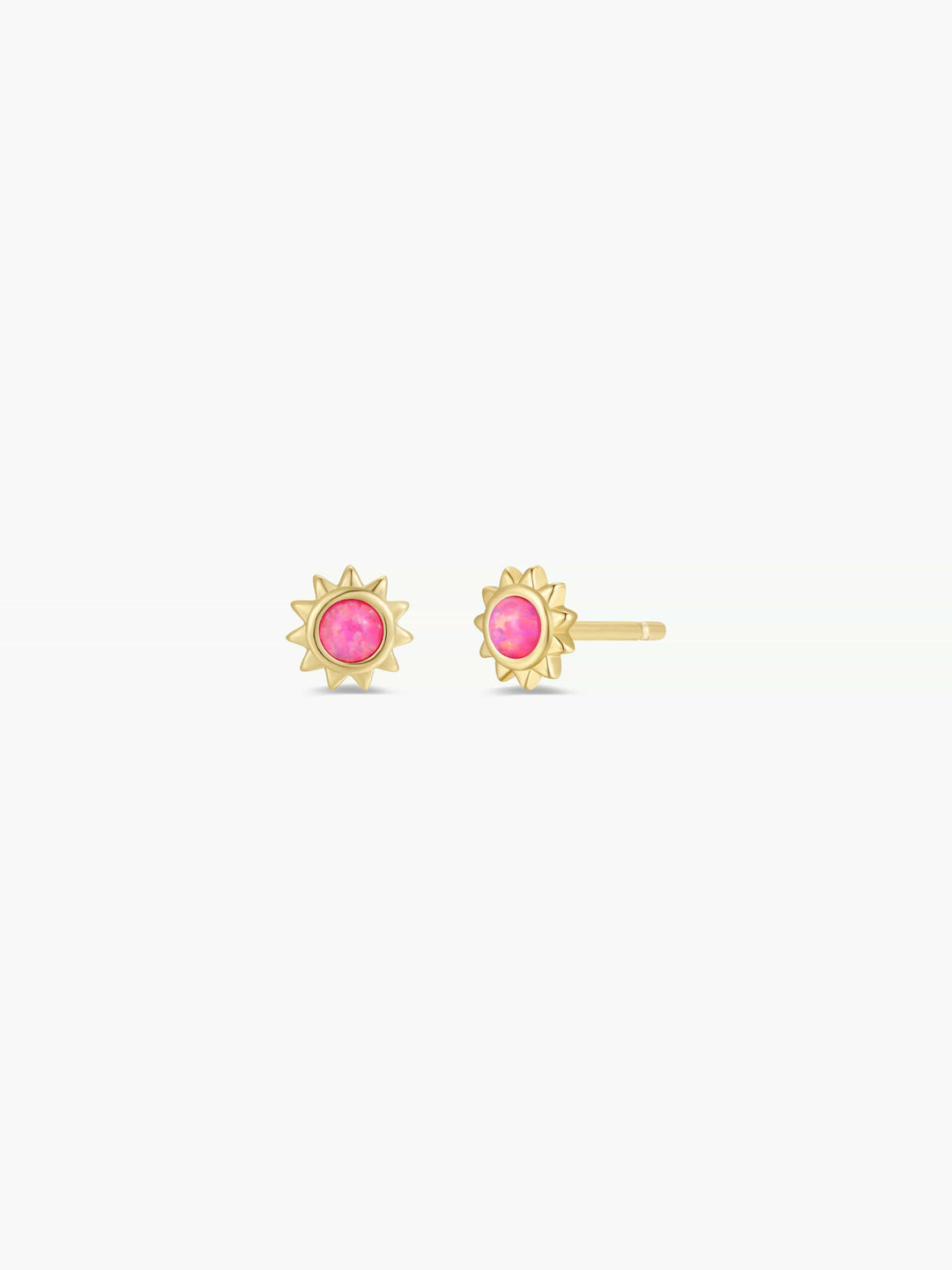 JaxKelly Fashion Sun Stud - Pink Opal - Gold Earrings
