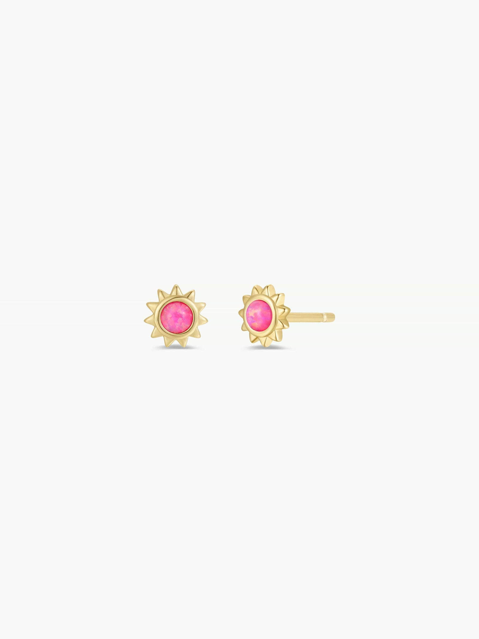 JaxKelly Fashion Sun Stud - Pink Opal - Gold Earrings