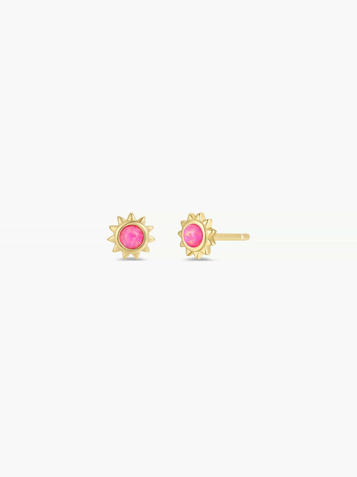 JaxKelly Fashion Sun Stud - Pink Opal - Gold Earrings