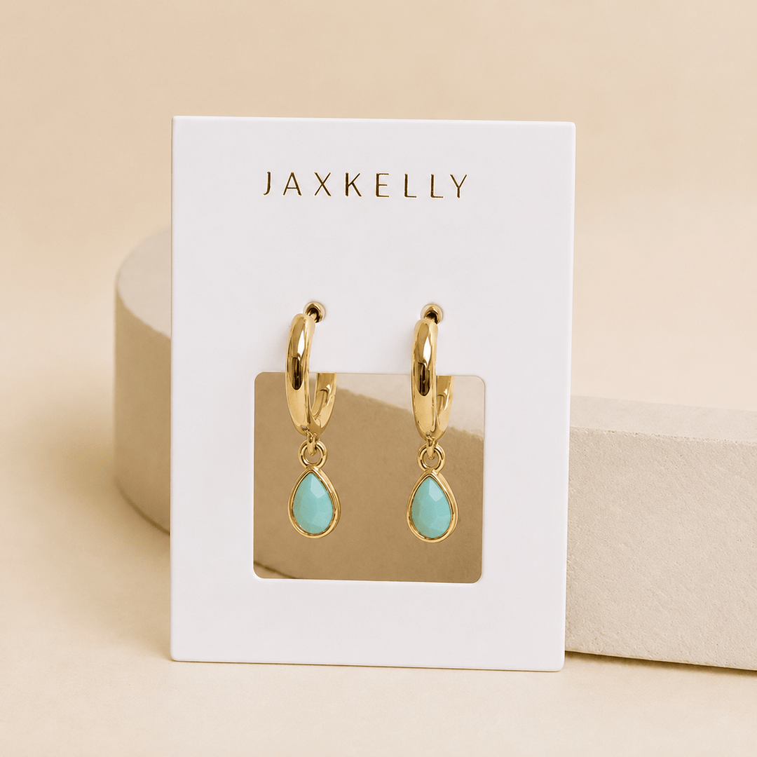 JaxKelly Fashion Teardrop Charm Hoop - Amazonite