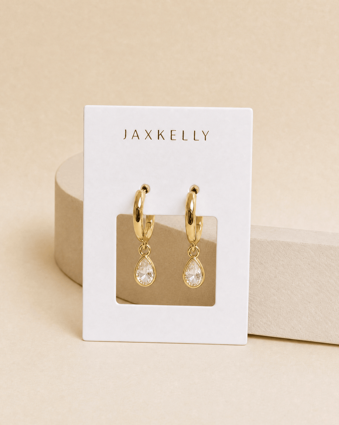 JaxKelly Fashion Teardrop Charm Hoop - White CZ