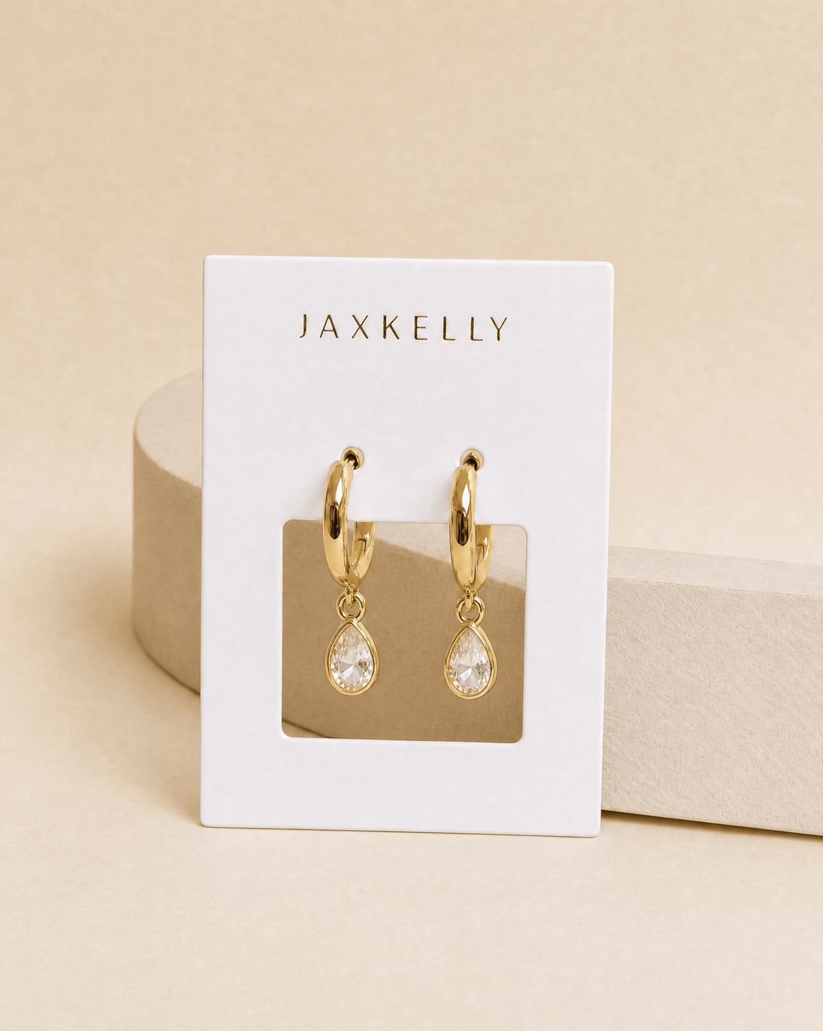 JaxKelly Fashion Teardrop Charm Hoop - White CZ