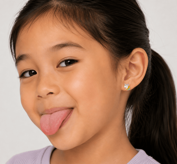 JaxKelly Fashion Unicorn Enamel Flat Back Kids Earrings