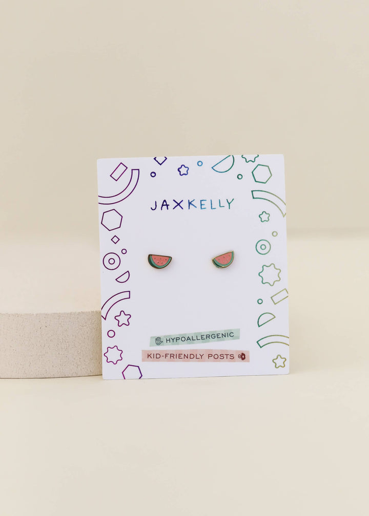 JaxKelly Fashion Watermelon Enamel Flat Back Kids Earrings