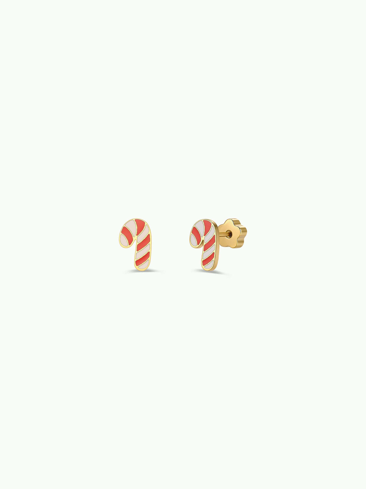 JaxKelly Holiday Candy Cane Enamel Flat Back Earrings