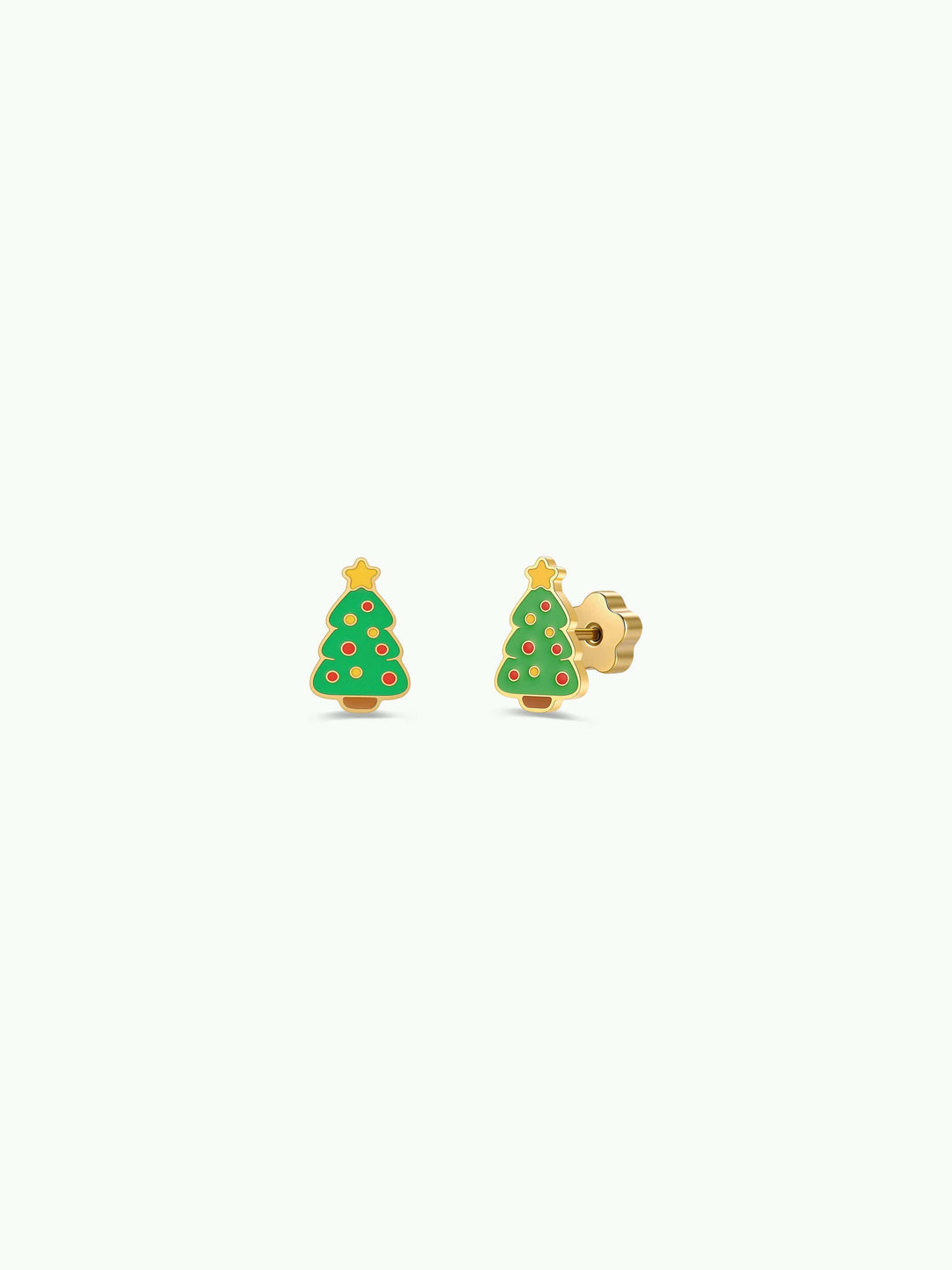 JaxKelly Holiday Christmas Tree Enamel Flat Back Earrings