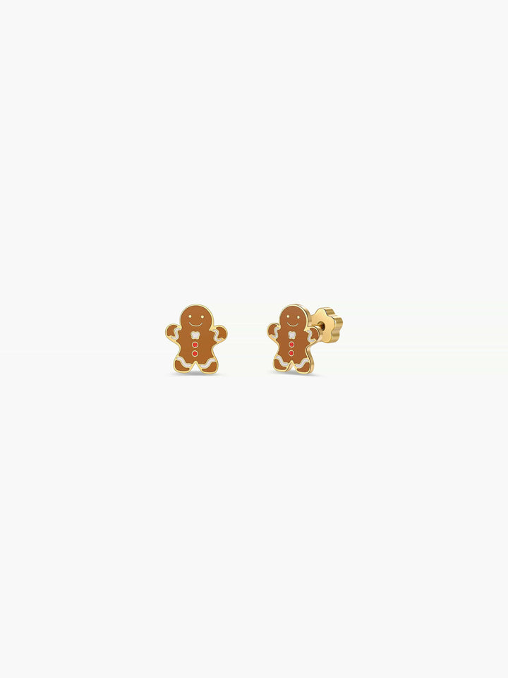 JaxKelly Holiday Gingerbread Man Enamel Flat Back Earrings