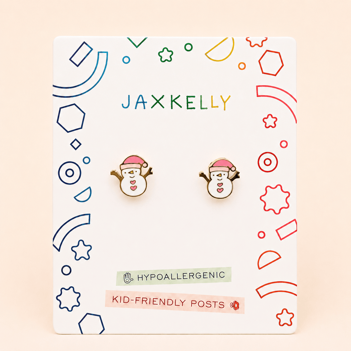 JaxKelly Holiday Snowman Enamel Flat Back Earrings