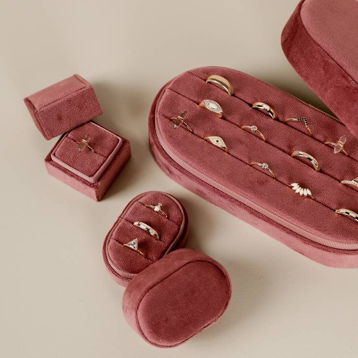 JaxKelly jewelry box Dusty Rose Velvet Jewelry Box - Oval