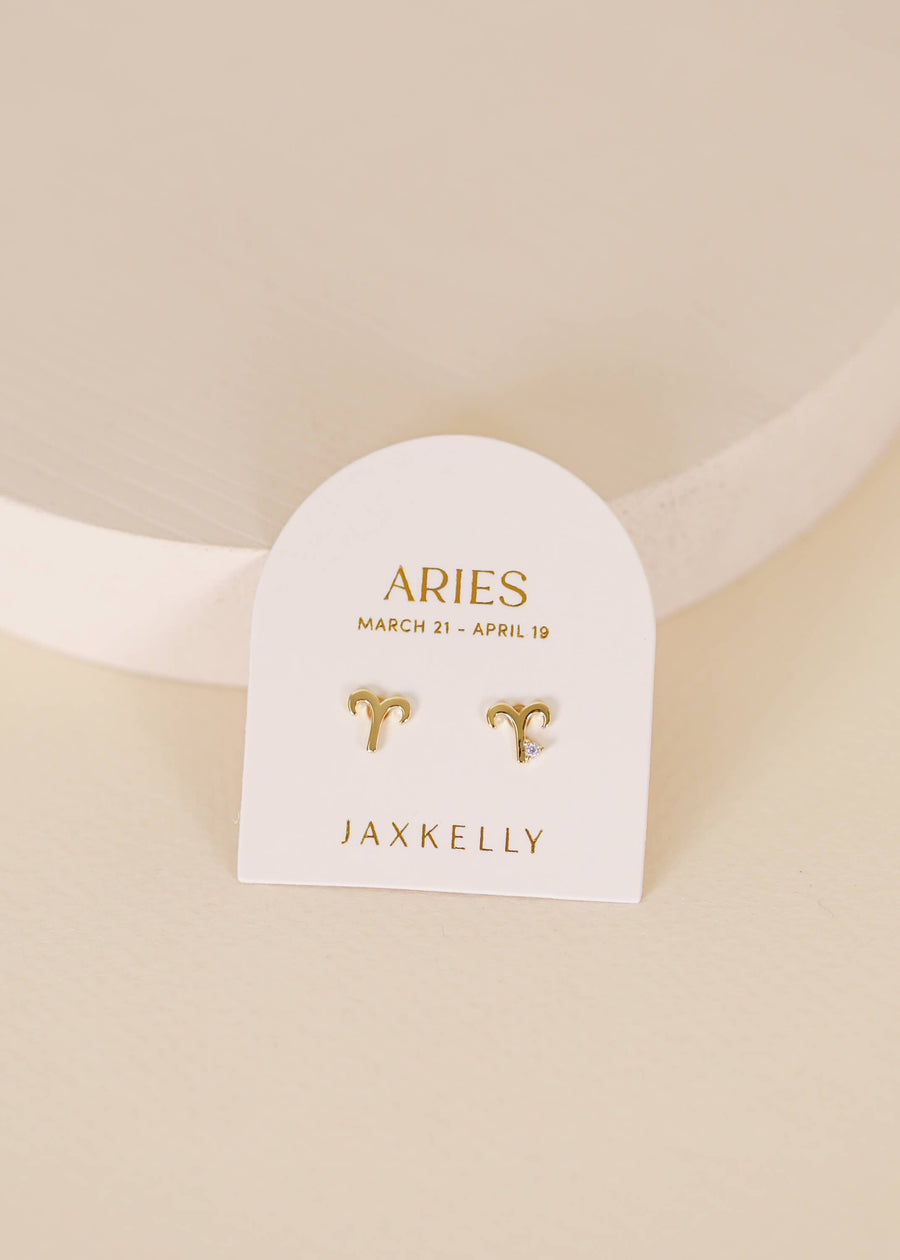 JaxKelly Zodiac Gold Earrings - Aries