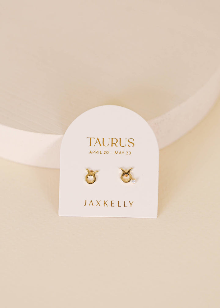 JaxKelly Zodiac Gold Earrings - Taurus