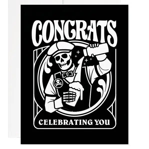 Johnny Cupcakes Card Skull Bartender Congratulations Card