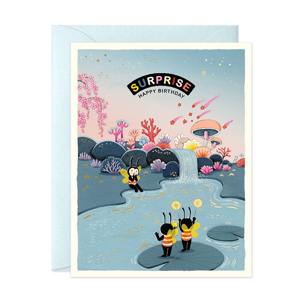 JooJoo Paper Card Pondside Surprise Birthday Greeting Card