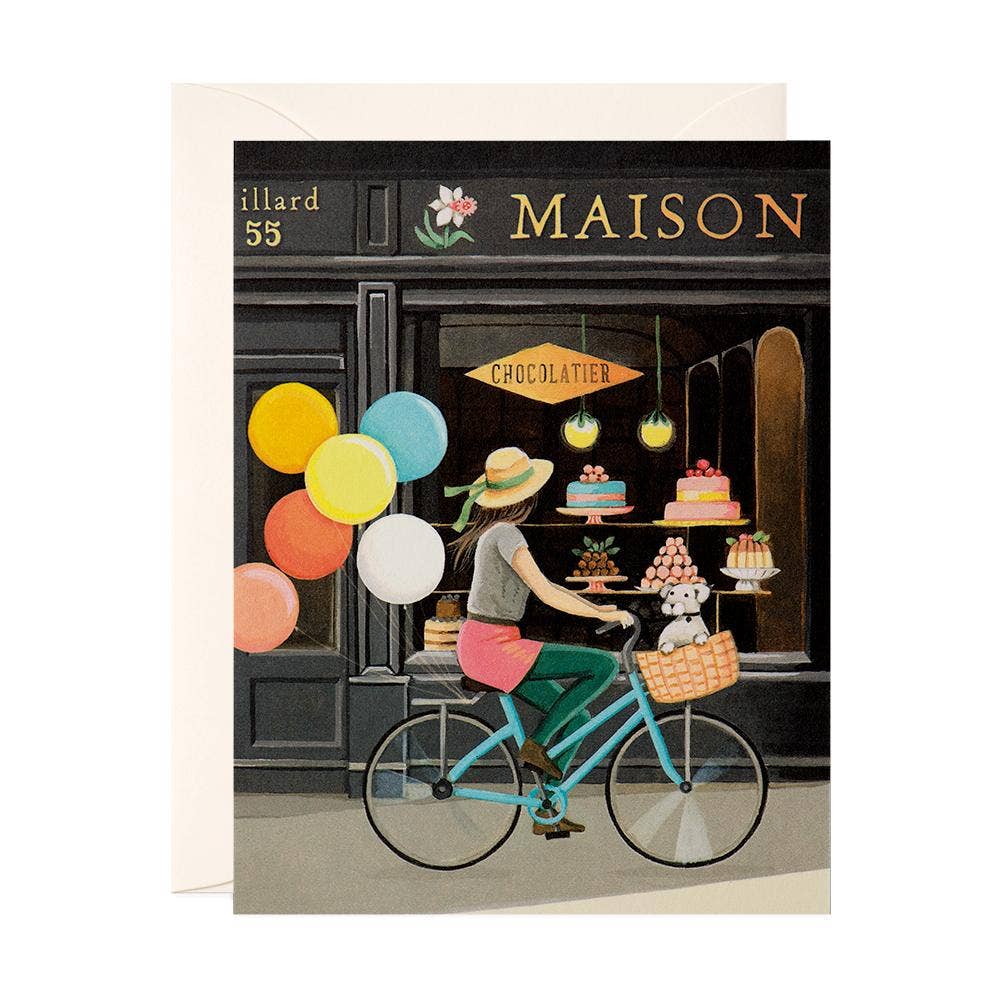 JooJoo Paper Cards Girl on Bike Greeting Card