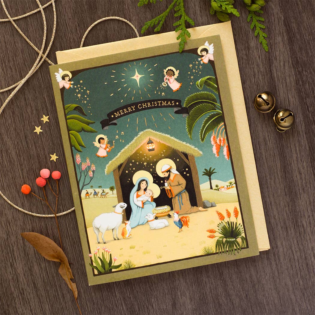 JooJoo Paper Cards Nativity Christmas Holiday Greeting Card