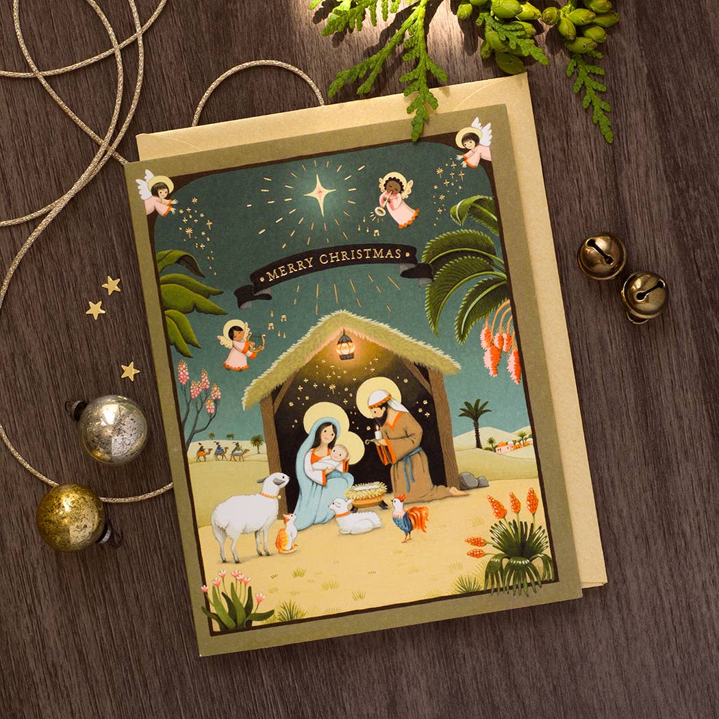 JooJoo Paper Cards Nativity Christmas Holiday Greeting Card