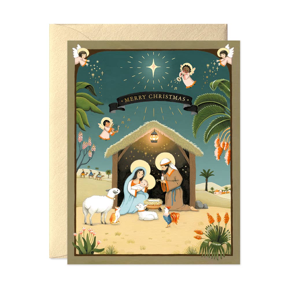 JooJoo Paper Cards Nativity Christmas Holiday Greeting Card