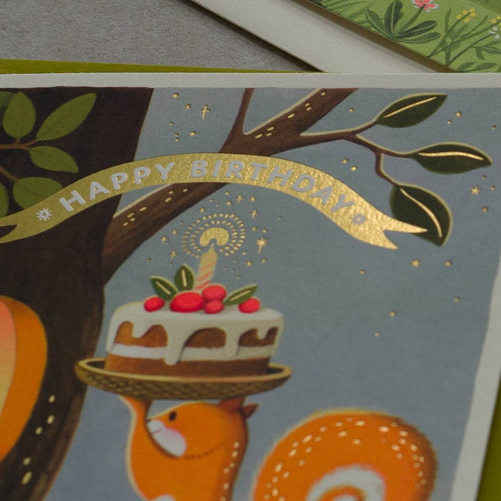 JooJoo Paper Cards Squirrel’s Cake Birthday Greeting Card