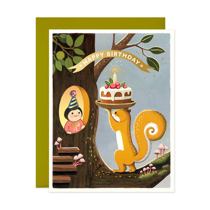 JooJoo Paper Cards Squirrel’s Cake Birthday Greeting Card