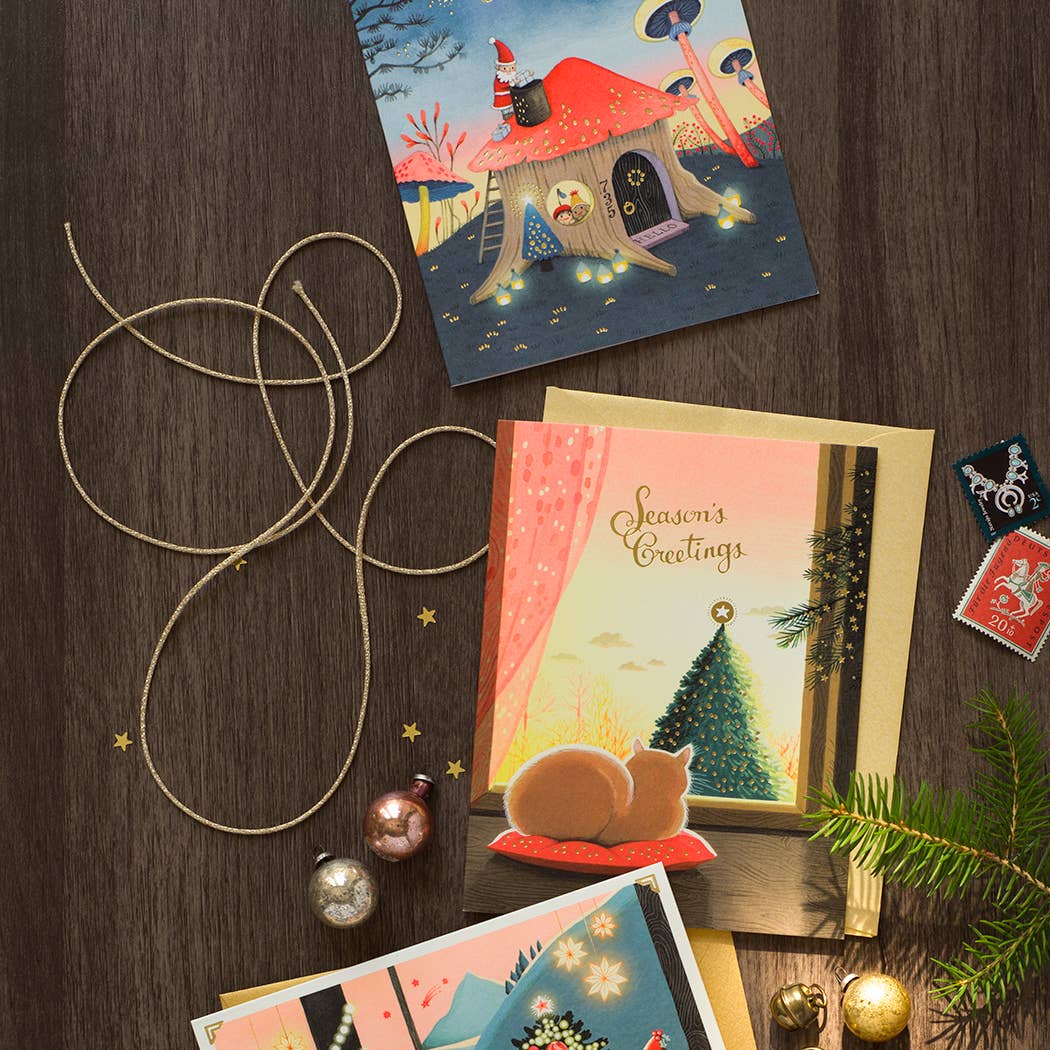 JooJoo Paper Cards Tiny Cabin Xmas Greeting Card