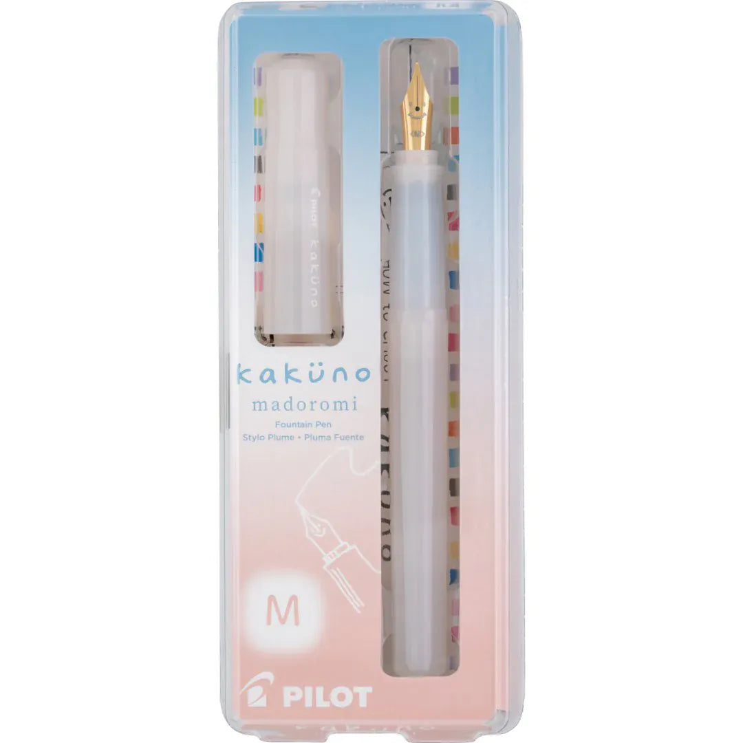 JPT America Paper Fine Kakuno Fountain Pen Madoromi, White with Gold Nib