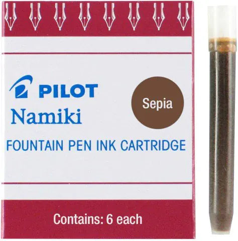 JPT America Paper Kakuno Fountain Pen Refills - Pilot Namiki IC-50 (6 cartridges per pack) - Sepia