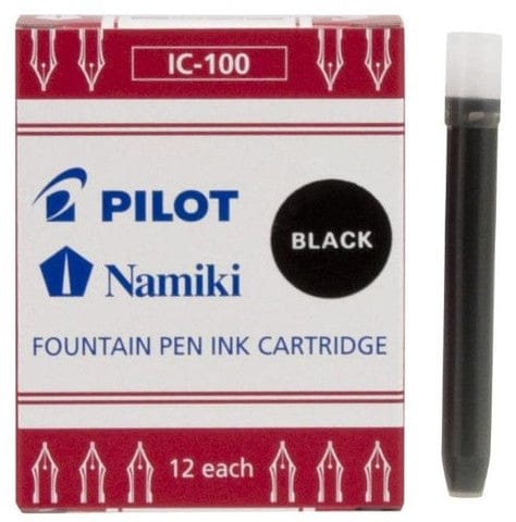 JPT America Paper Kakuno Fountain Pen Refills - Pilot Namiki IC100 (12 cartridges per pack) - Black