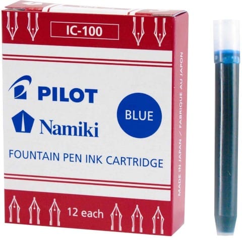JPT America Paper Kakuno Fountain Pen Refills - Pilot Namiki IC100 (12 cartridges per pack) - Blue