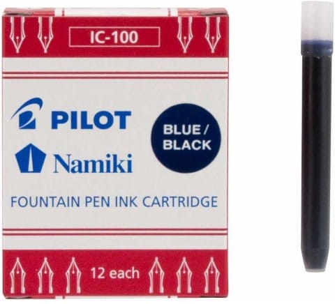 JPT America Paper Kakuno Fountain Pen Refills - Pilot Namiki IC100 (12 cartridges per pack) - Blue Black