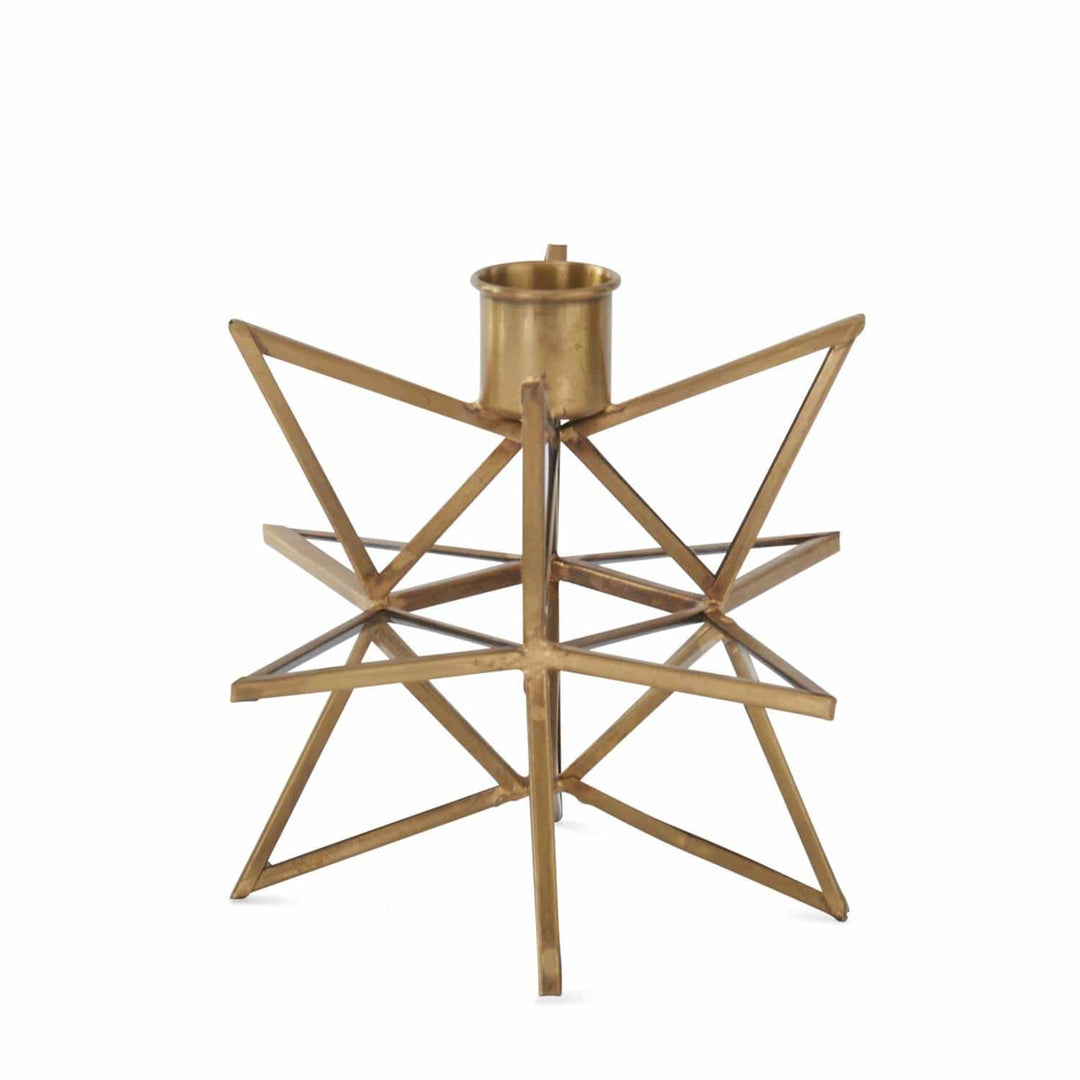 K&amp;K Interiors Holiday 6 Inch Gold Star Taper Candleholder
