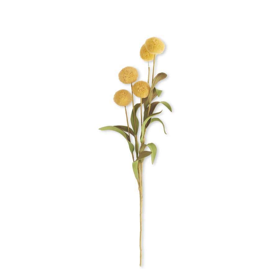 K&amp;K Interiors Home Faux Yellow Ball Pompom Pick