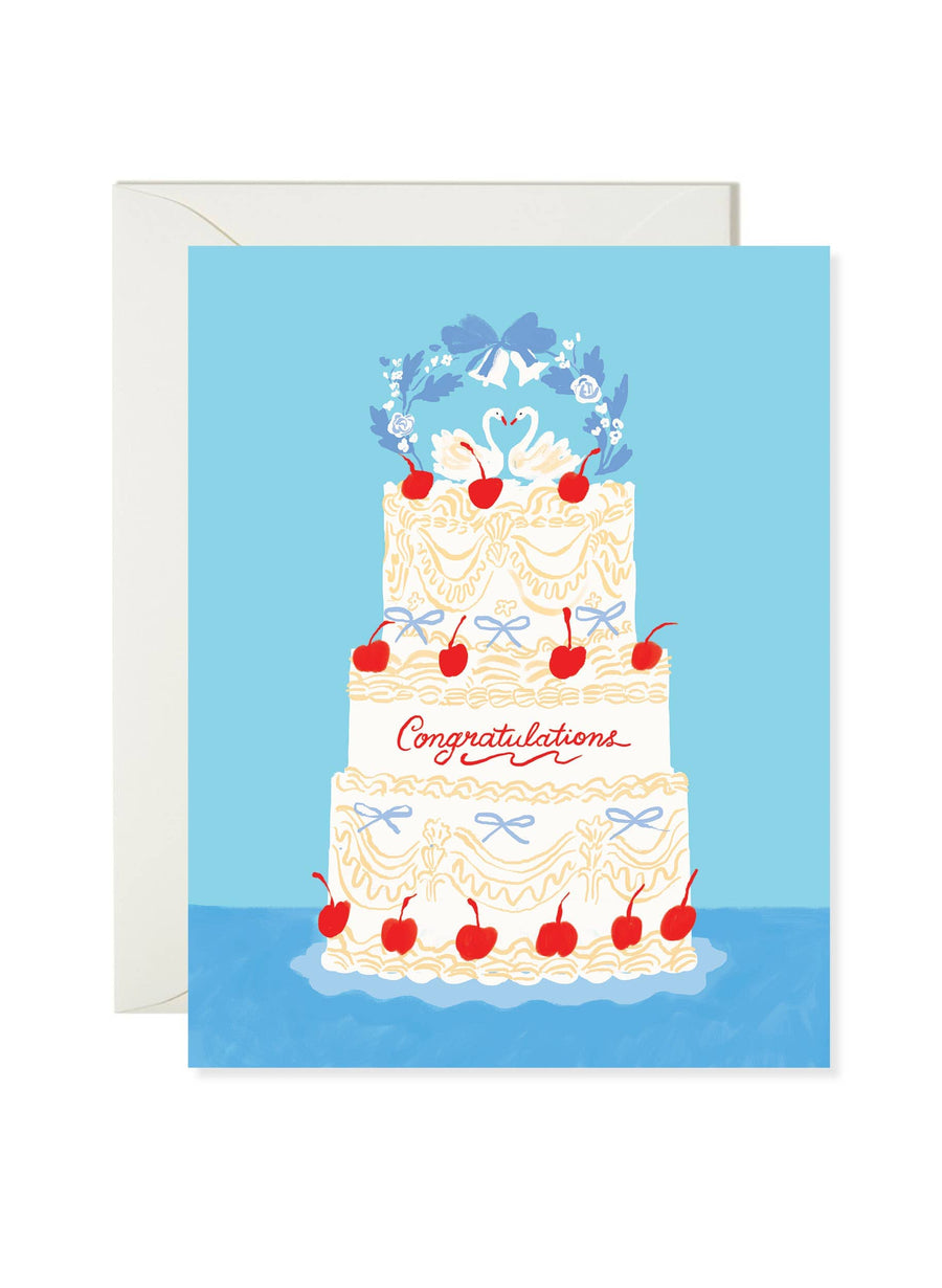 Karen Schipper Card Swan Wedding Cake Congratulations Card