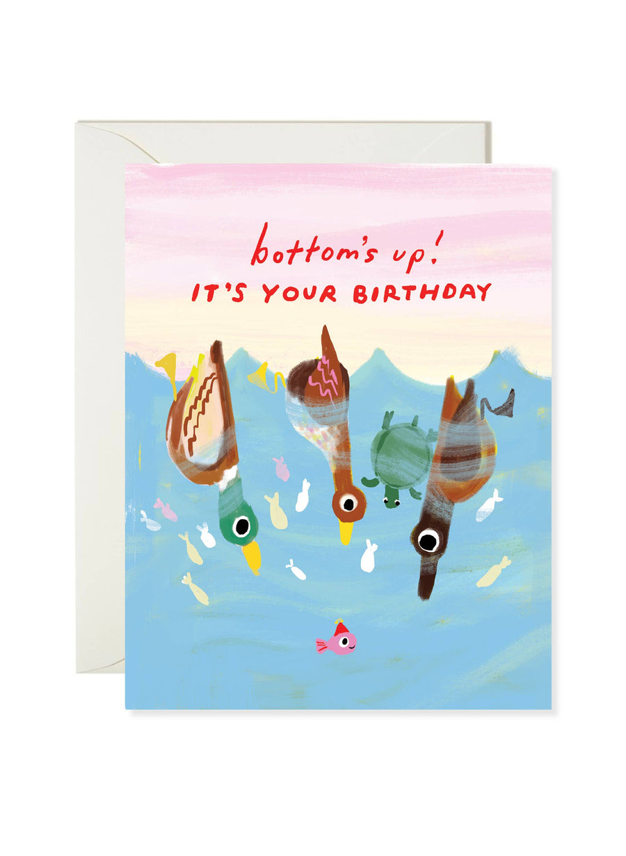 Karen Schipper Cards Bottoms Up Birthday - Funny Duck Birthday Card