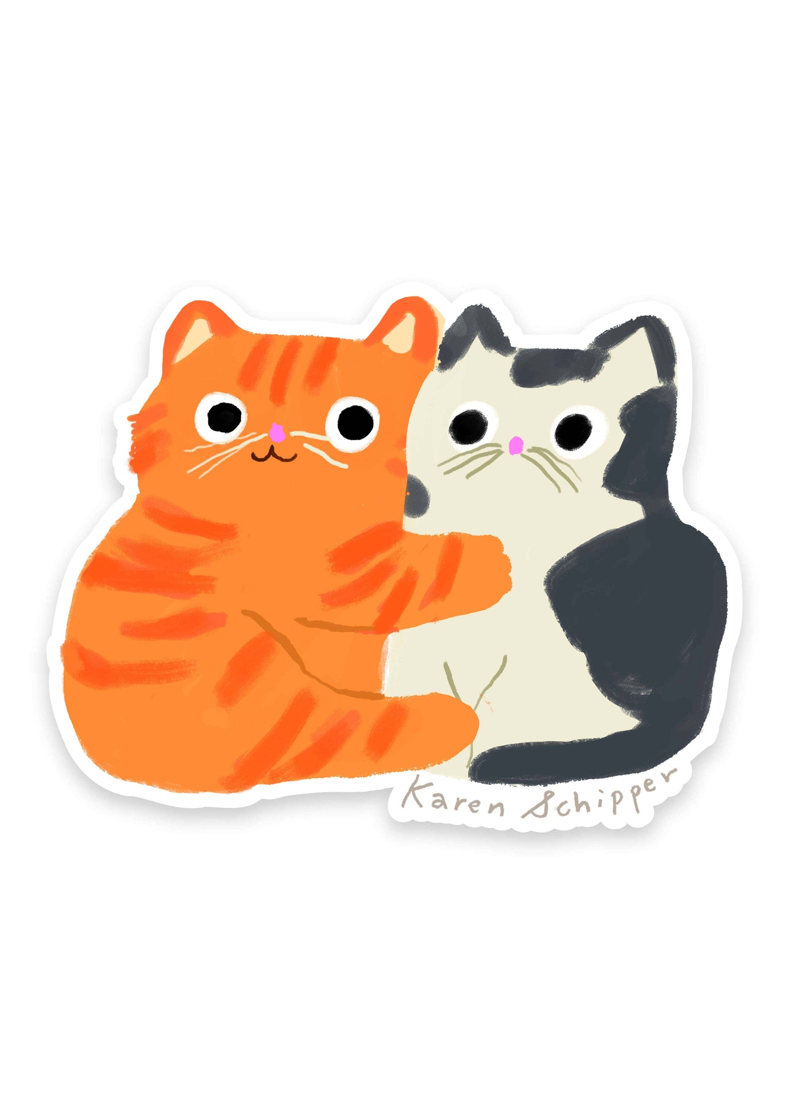 Karen Schipper Cards Cat Hug Sticker – Cat Sticker
