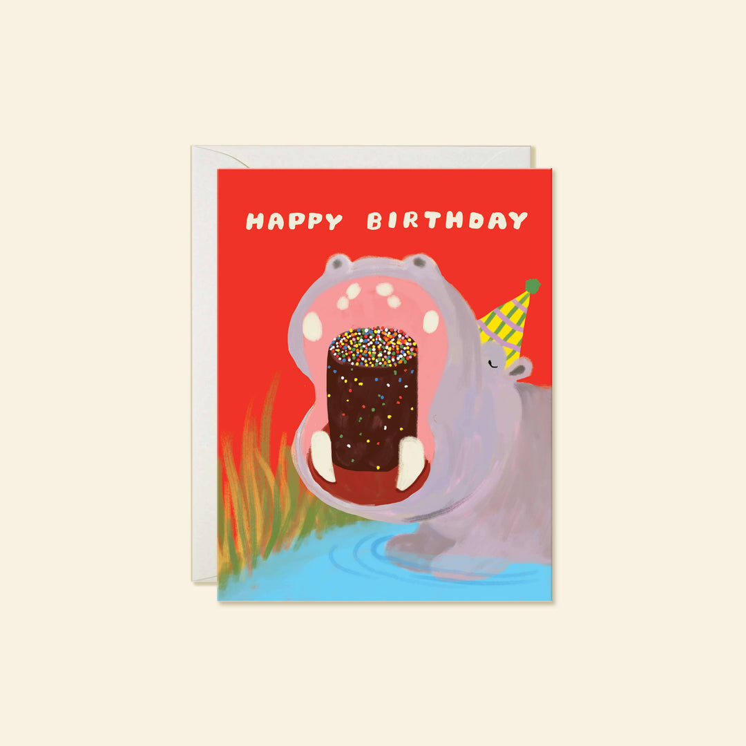 Karen Schipper Cards Hippo Birthday – Funny & Whimsical Animal Greeting Card