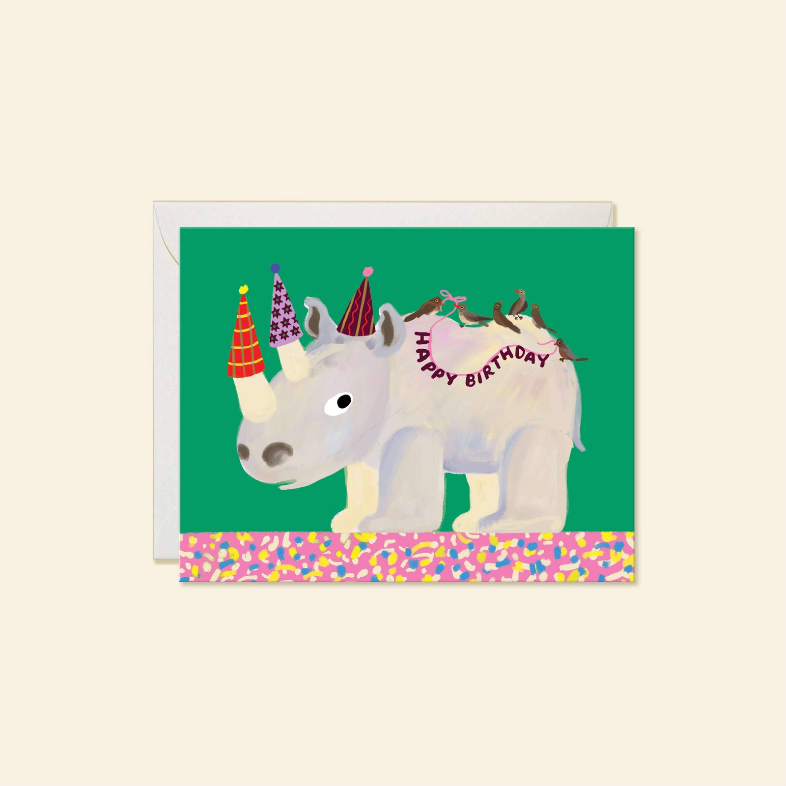 Karen Schipper Cards Rhino Birthday – Playful Whimsical Animal Greeting Card