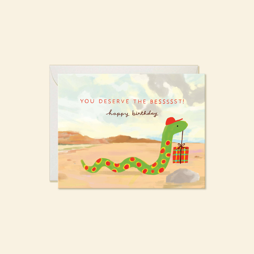 Karen Schipper Cards Snake Birthday – Funny Whimsical Animal Greeting Card