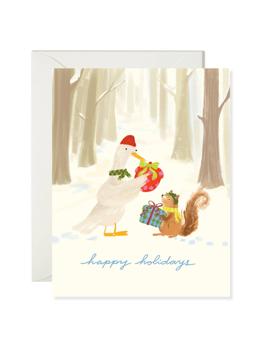 Karen Schipper Cards Woodland Gift Exchange - Sweet Animal Holiday Card