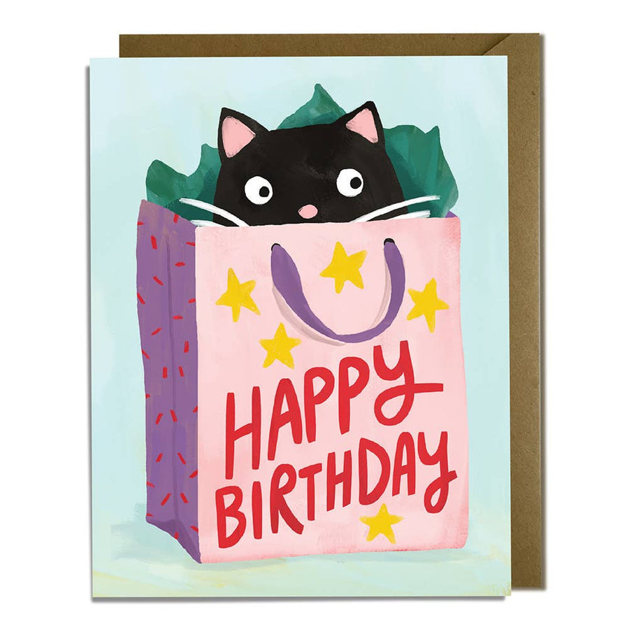 Kat French Design Card Cat Gift Bag - Birthday Card