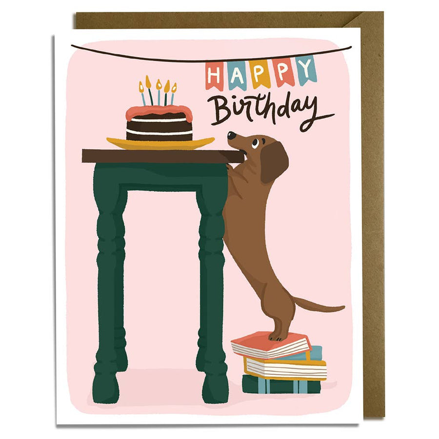 Kat French Design Card Dachshund Birthday Card