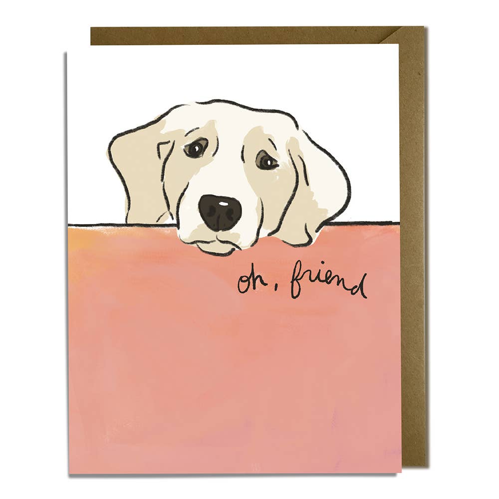 Kat French Design Card Oh Friend Dog - Sympathy Card