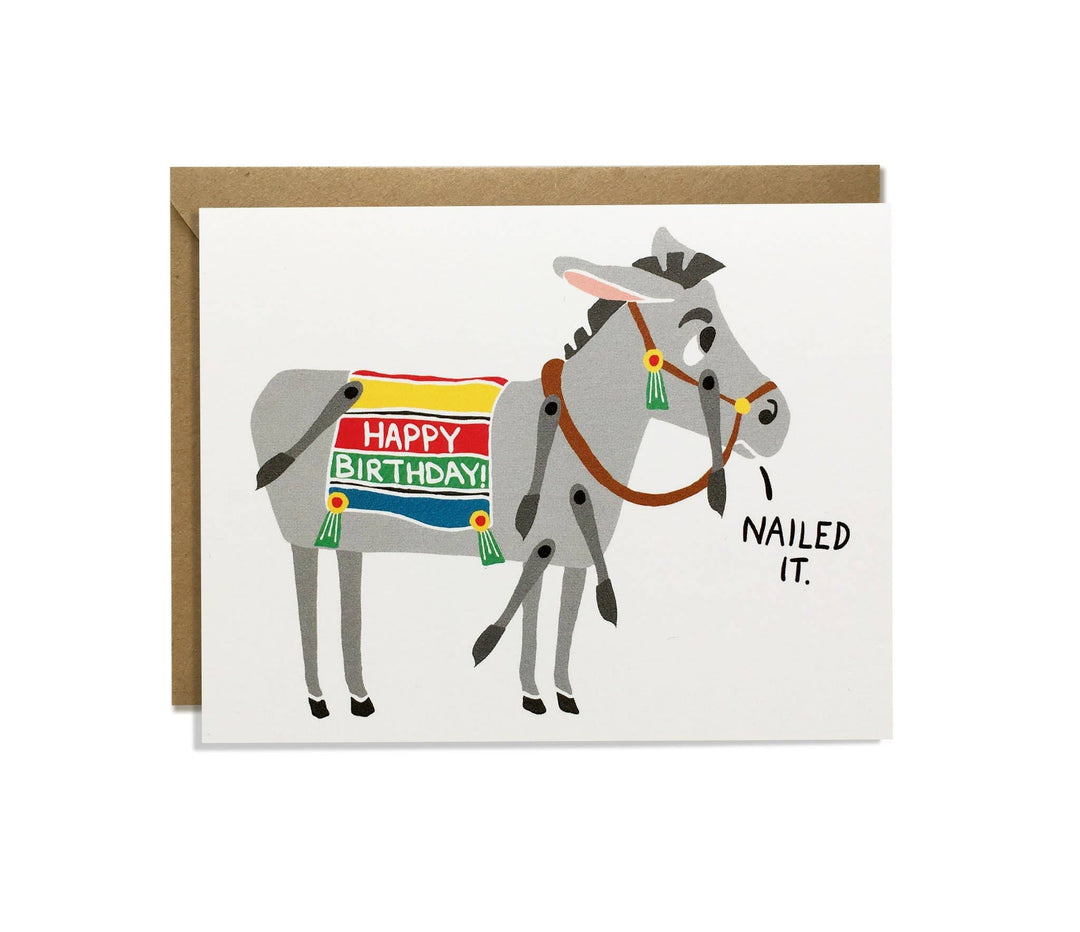 Kat French Design Card Pin Tail Donkey Birthday Card