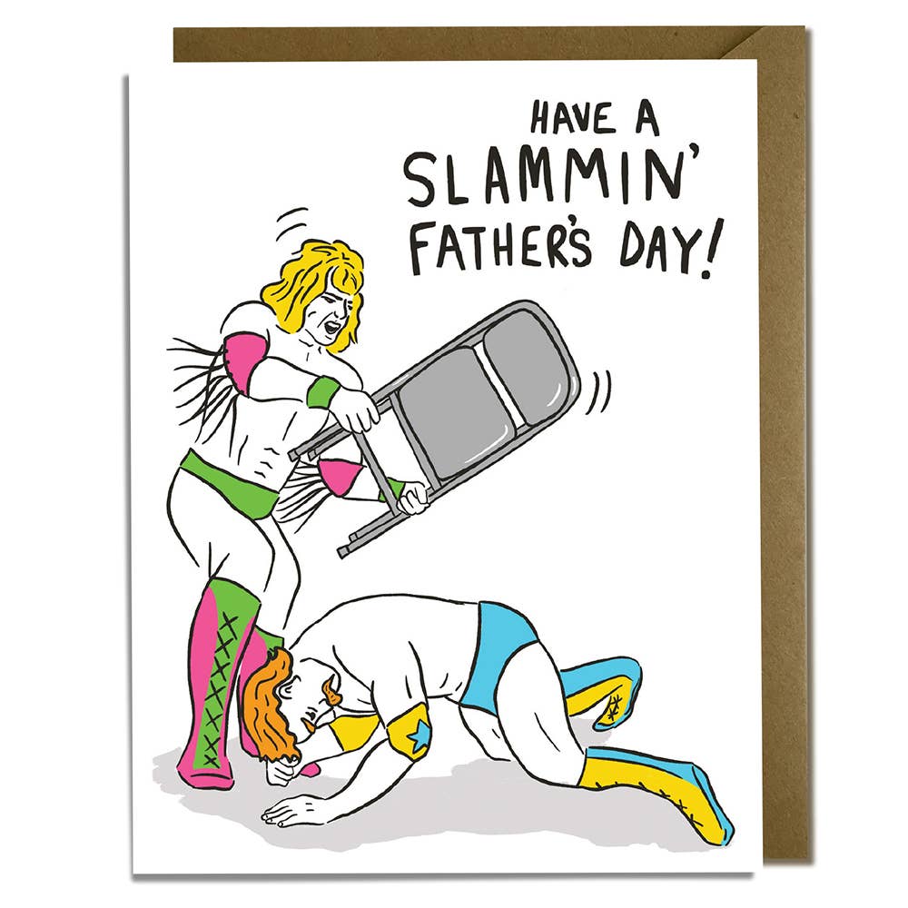 Kat French Design Card Slammin Wrestle Dad - Father's Day Card