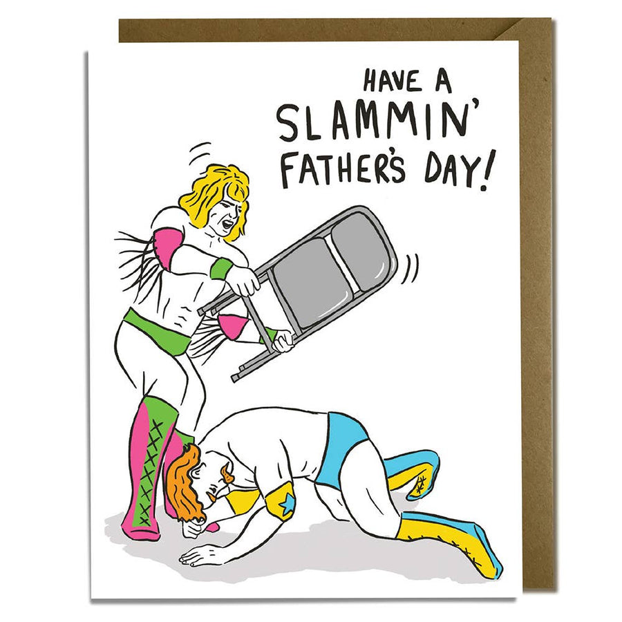 Kat French Design Card Slammin Wrestle Dad - Father's Day Card